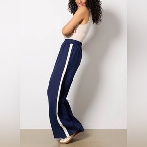 Evereve Sophia Track Navy Side-Stripe Pull-On Pants